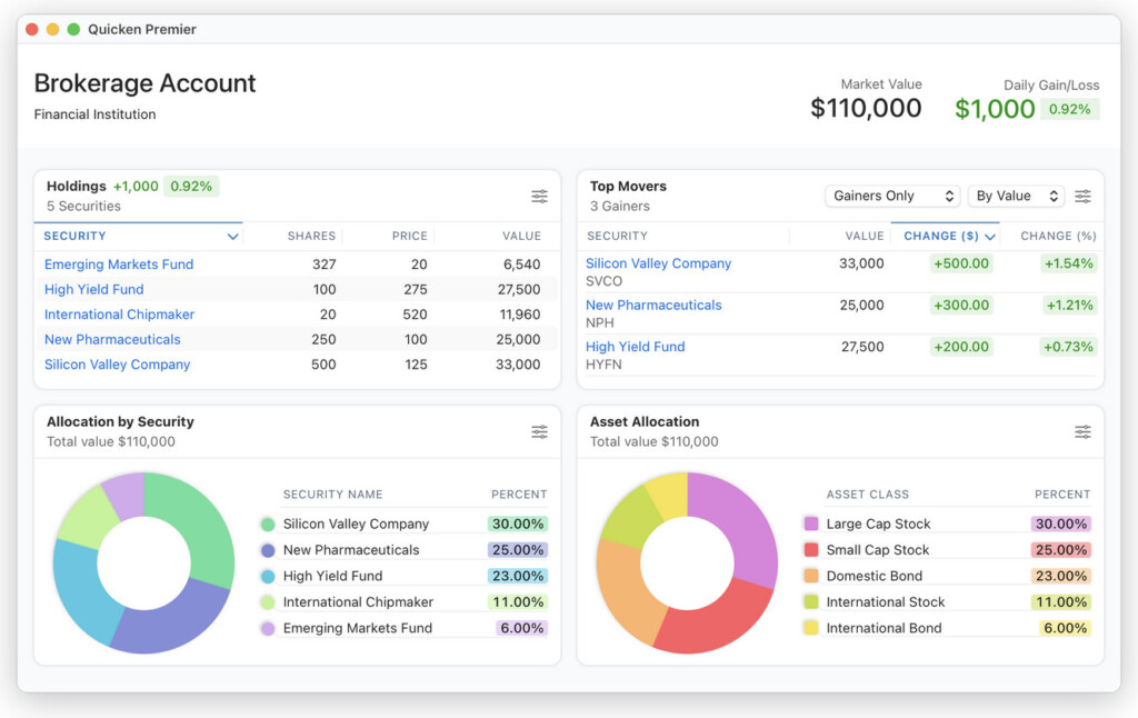 quicken for mac interface