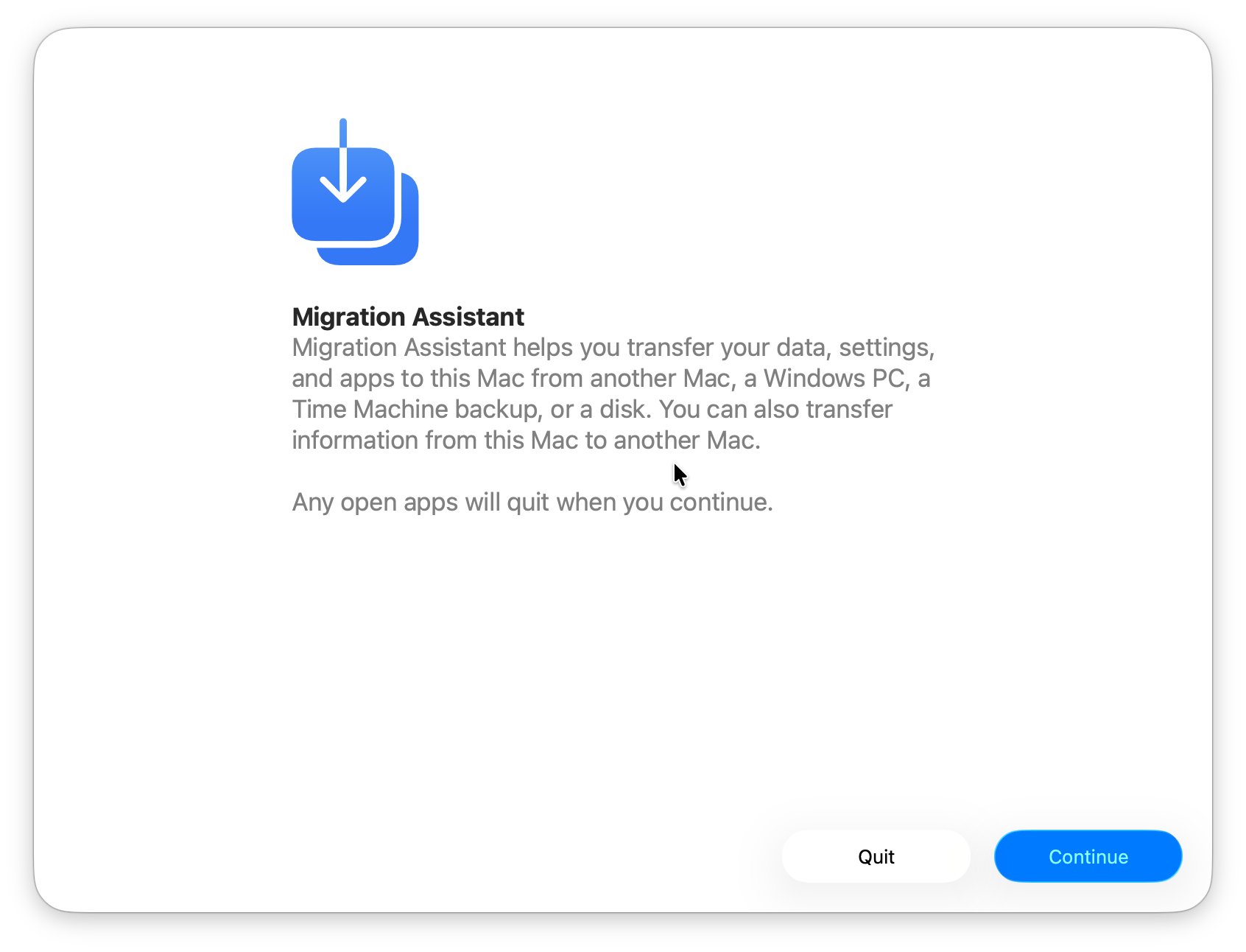 migration assistant on mac