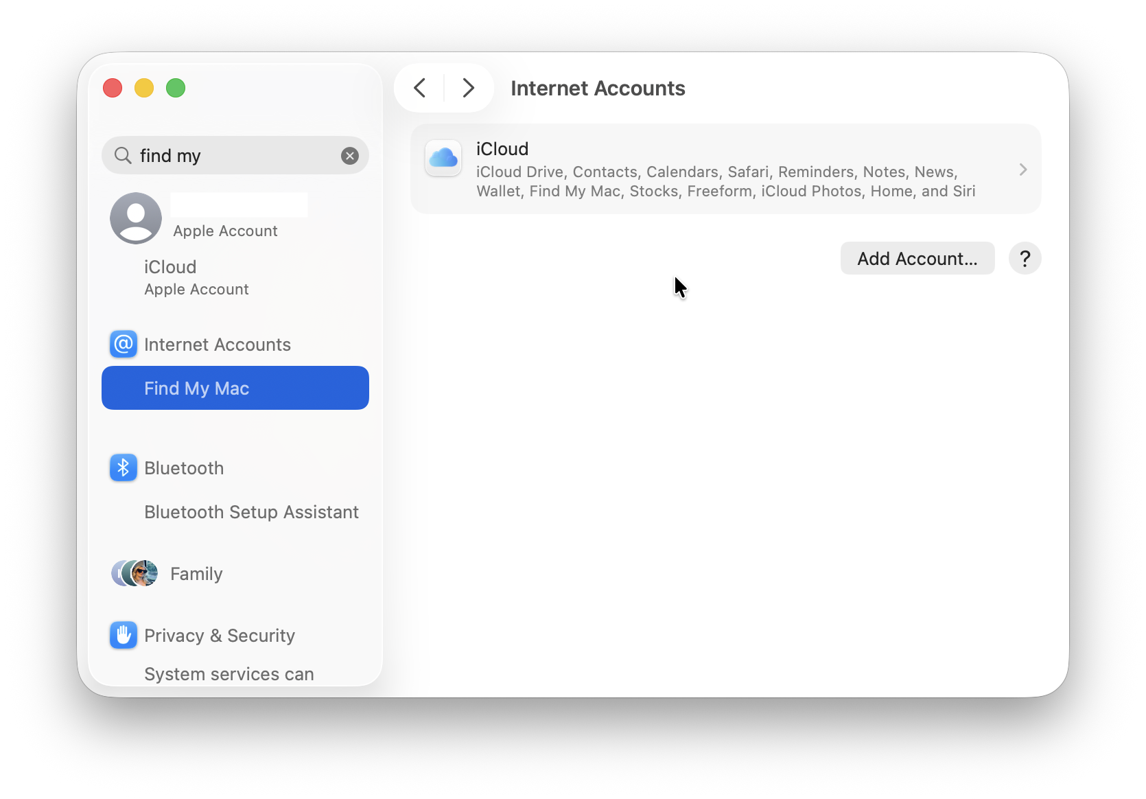 setup find my on mac