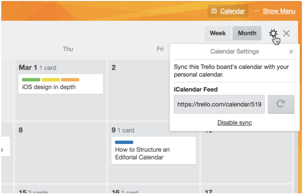 trello calendar