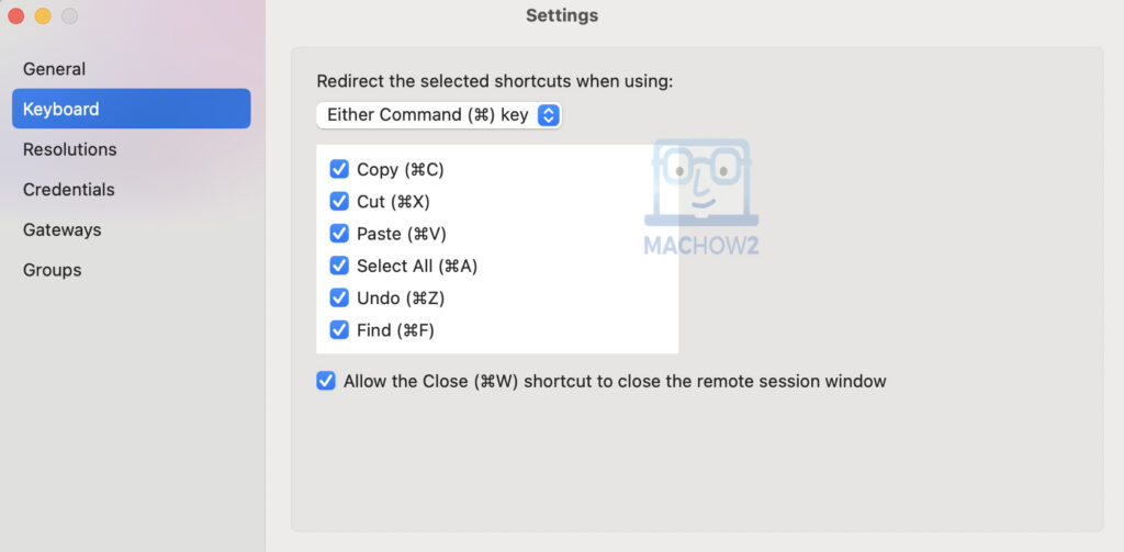 windows app mac keyboard shortcuts