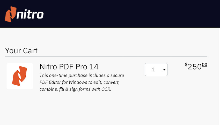 Nitro PDF Pro one time purchase pricing