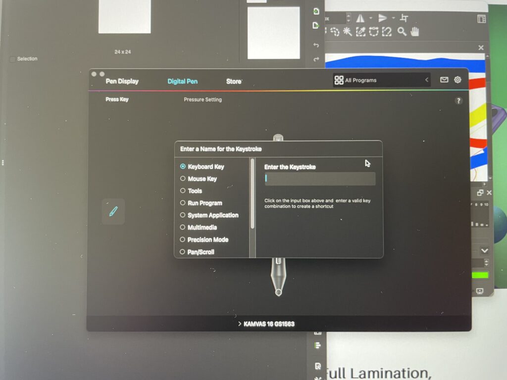 kamvas 16 gen 3 shortcut configuration