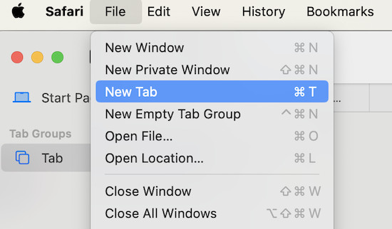 new tab safari