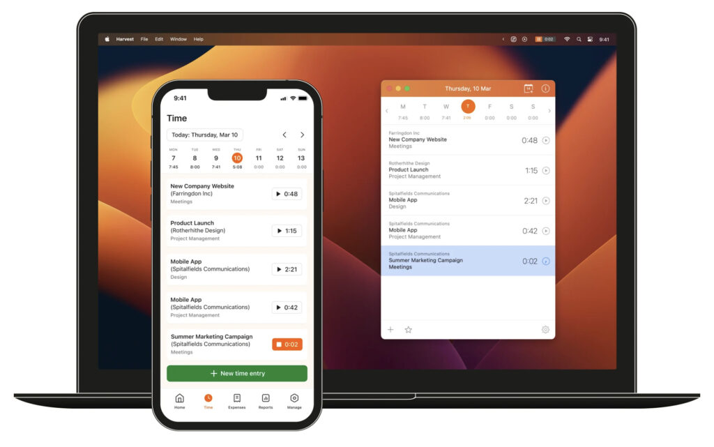 harvest time tracking mac