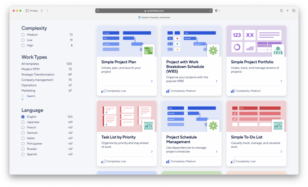 smartsheet templates