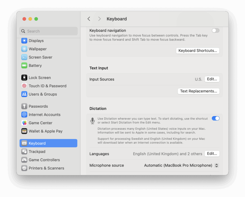 macos dictation keyboard input sources