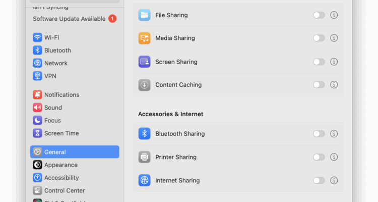 sharing settings on mac