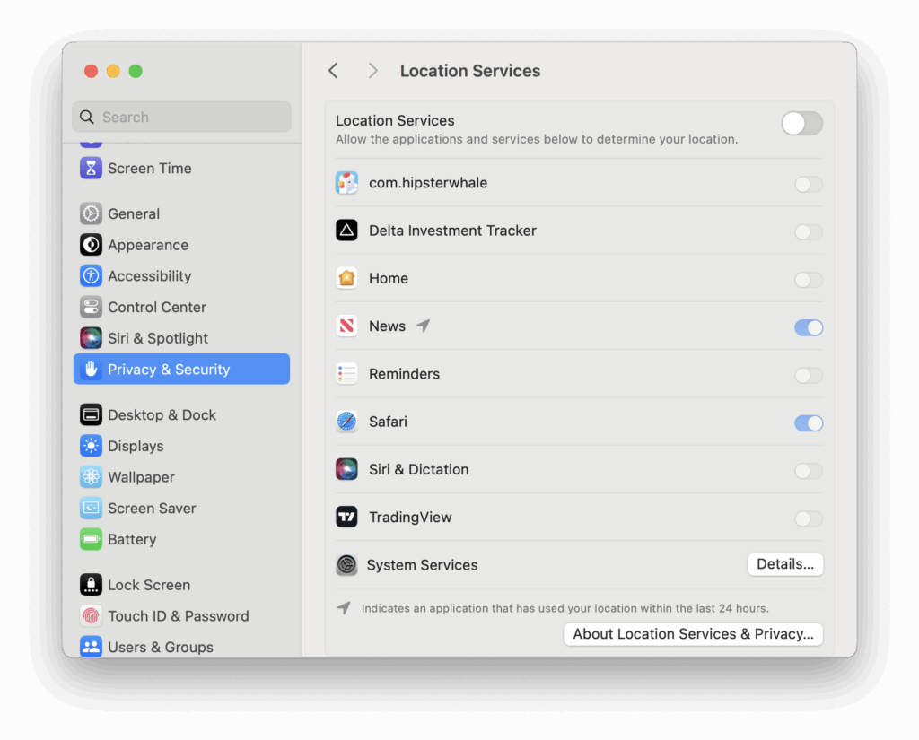location services mac