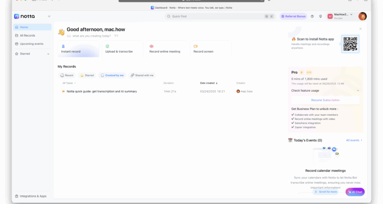 notta on mac