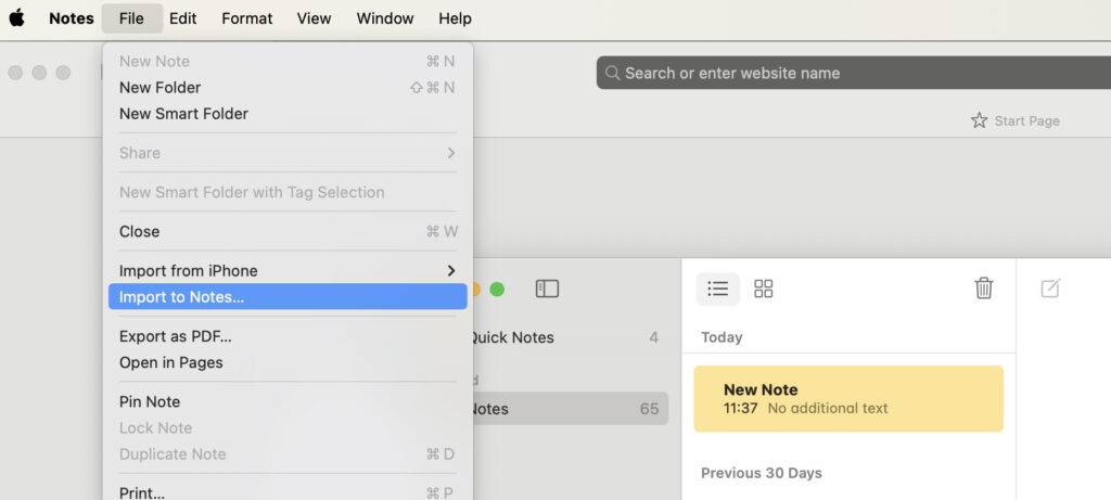 Apple Notes on Mac