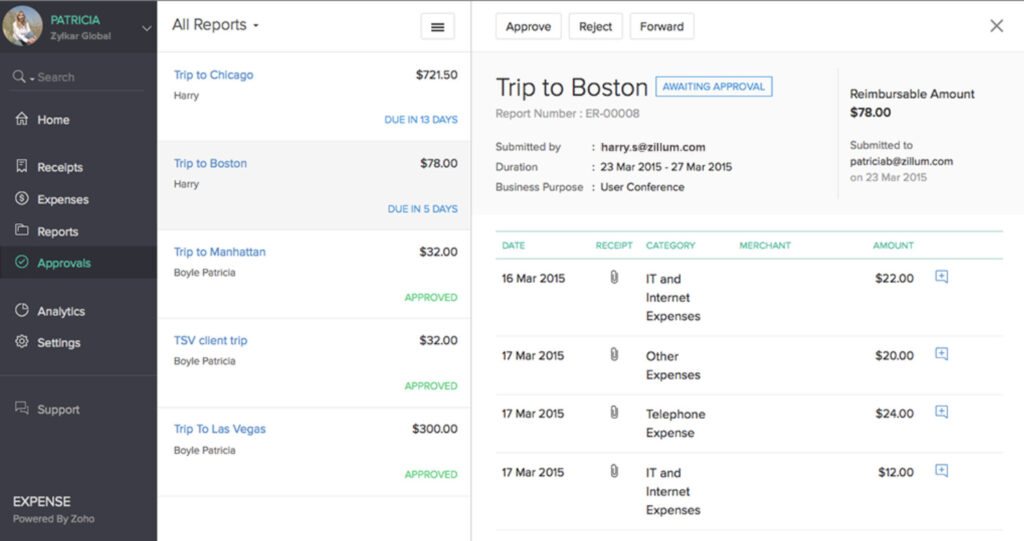 expense management software for mac - zoho expense
