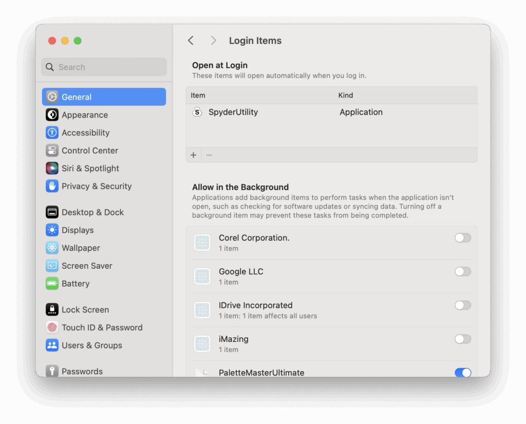 mac login items