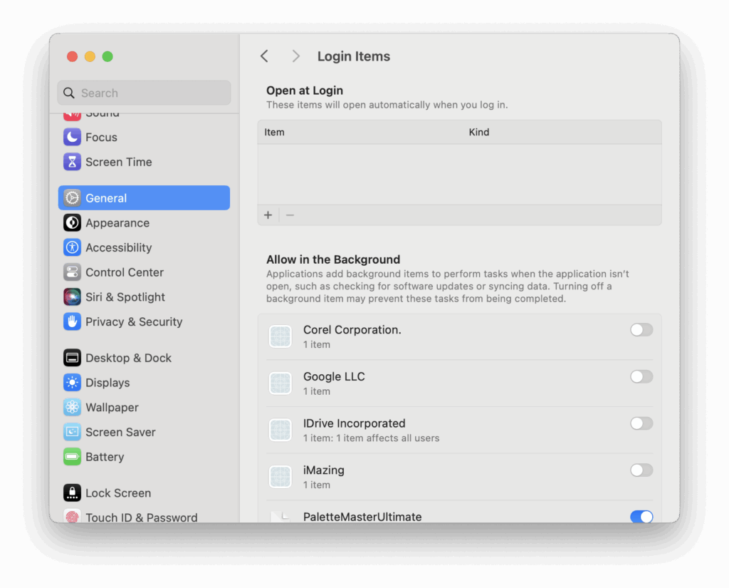 login items on mac