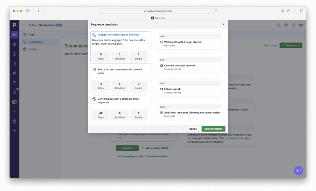 pipedrive sequences