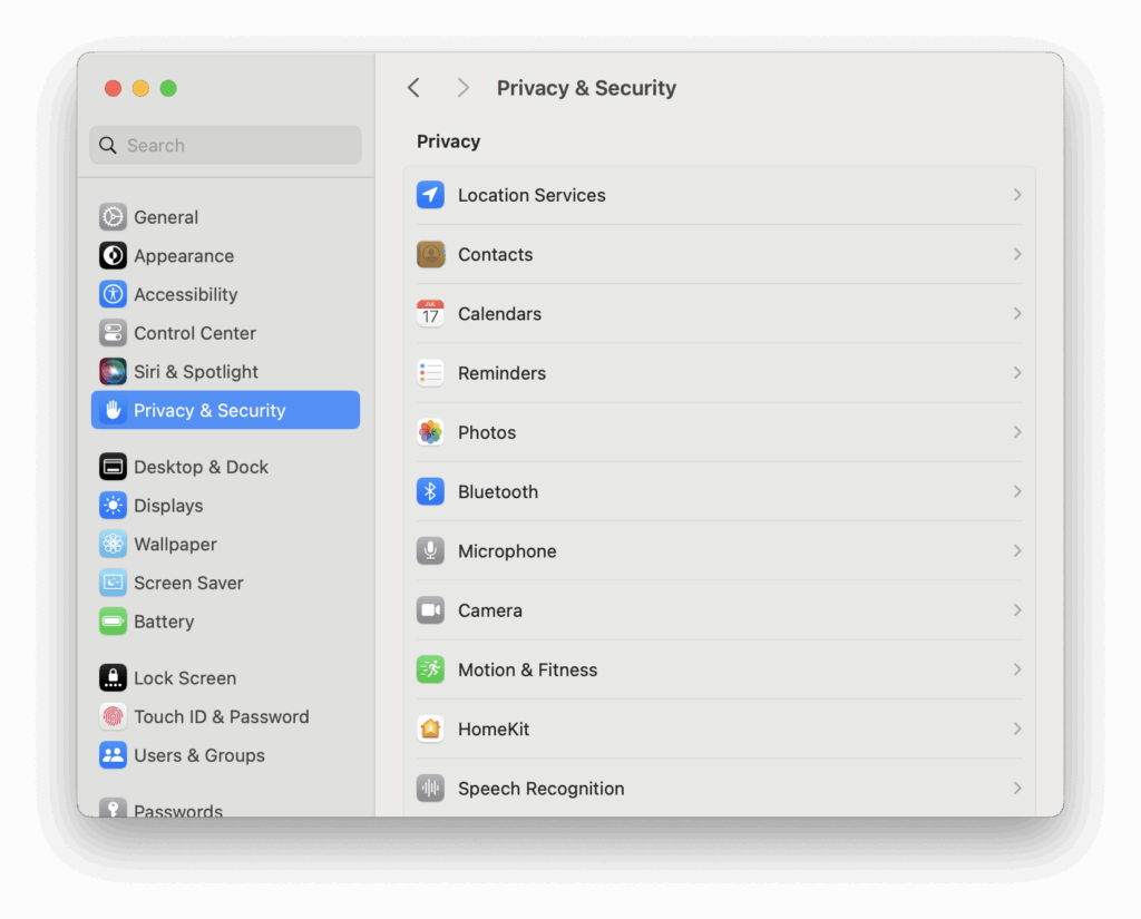 stop apps tracking via privacy settings mac