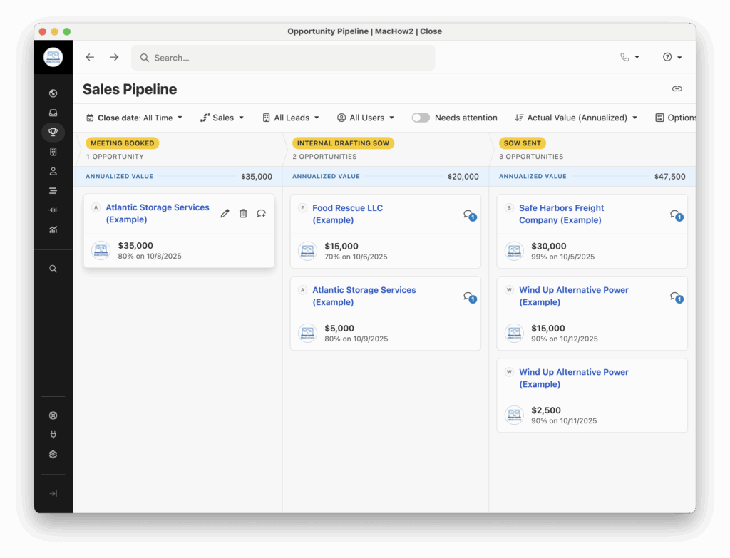 close crm sales pipeline