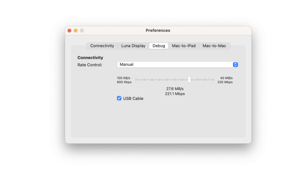 luna display rate controls
