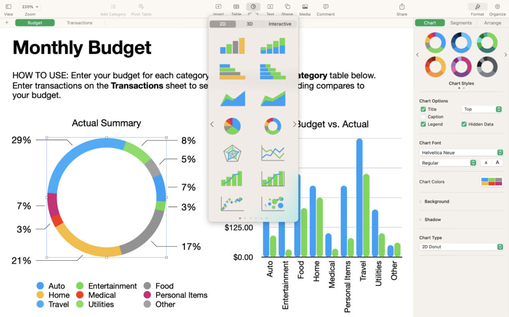 apple numbers chart graphics