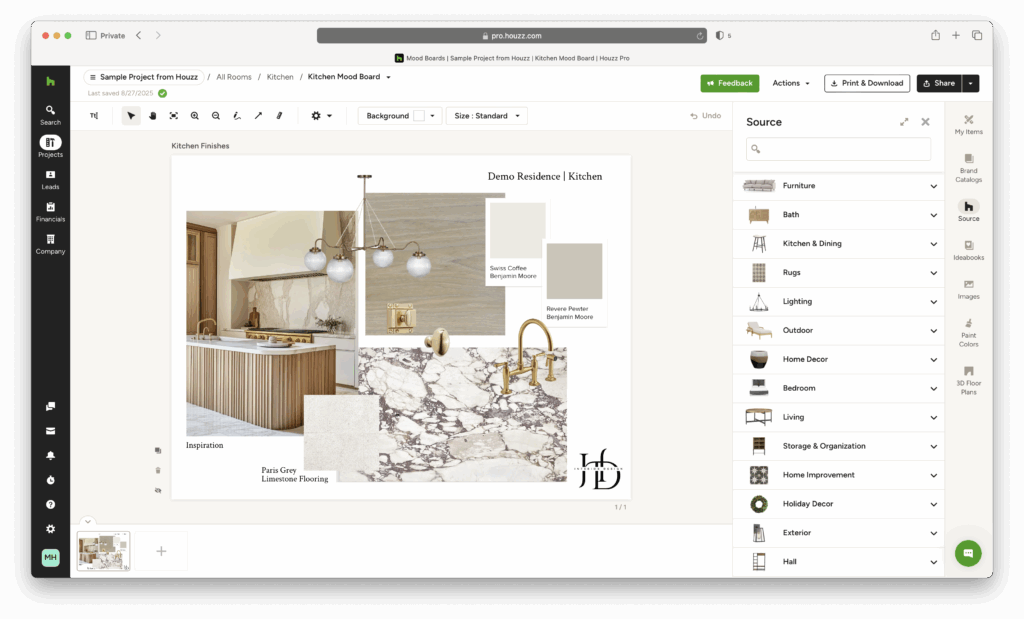 houzz pro mood board