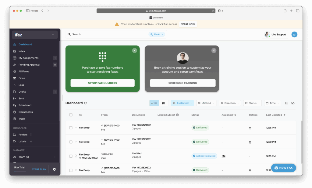 ifax review - dashboard