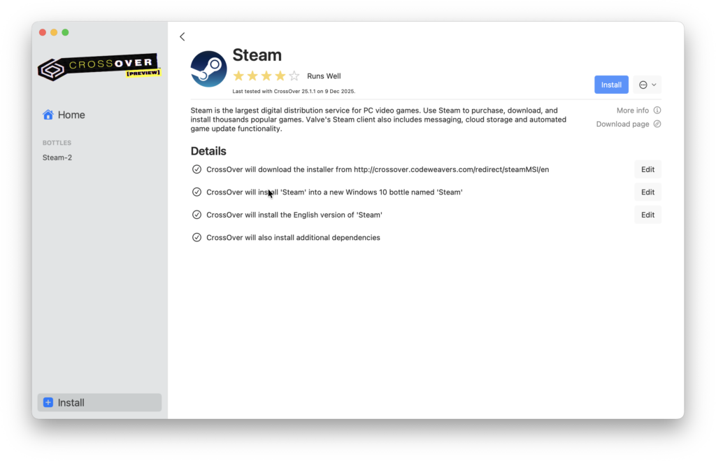 install steam on mac within crossover