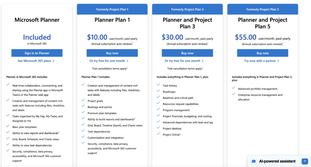 microsoft planner and project online pricing