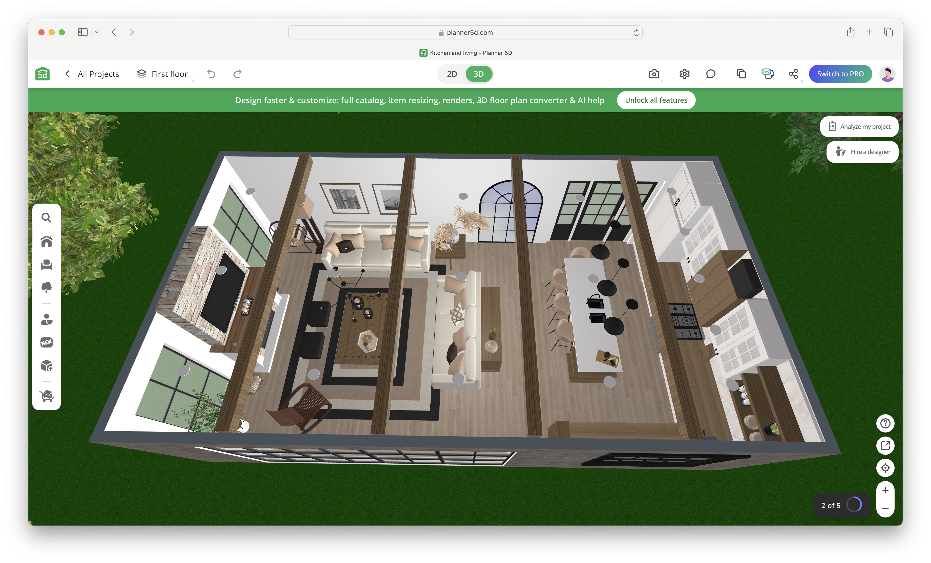 planner 5d converted 2d to 3d floor plan