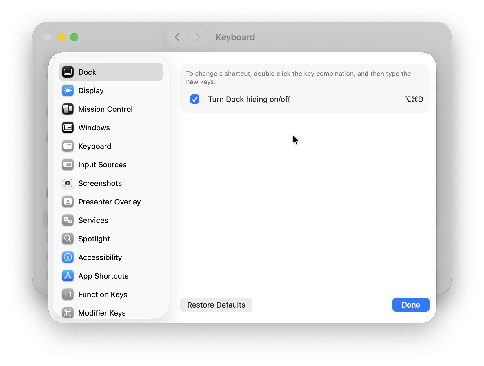 create keyboard shortcut on mac