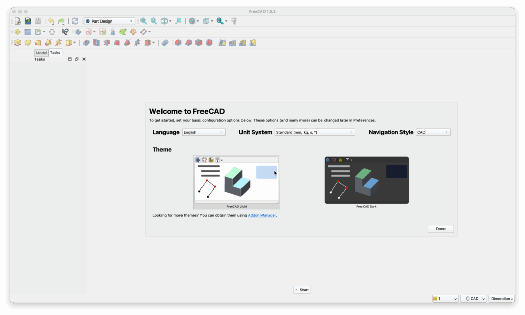 freecad for mac startup
