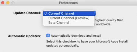 microsoft office mac update insider channel selector