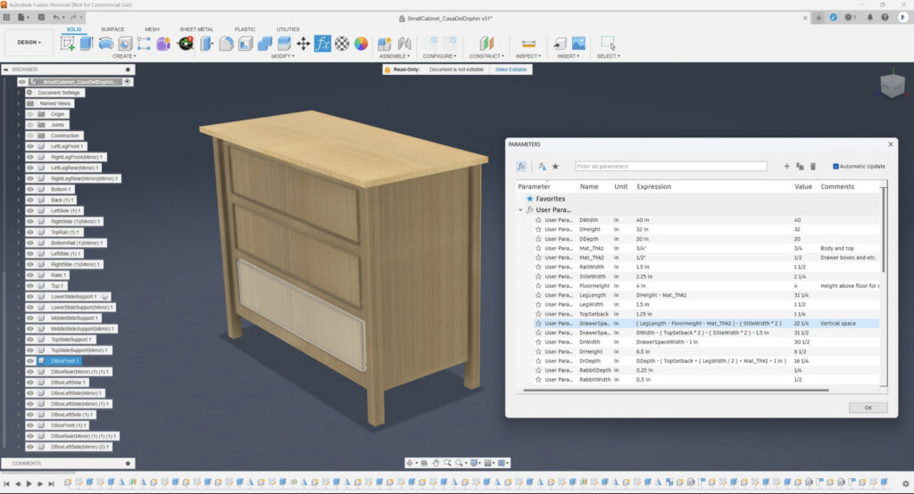 autodesk fusion cabinet design