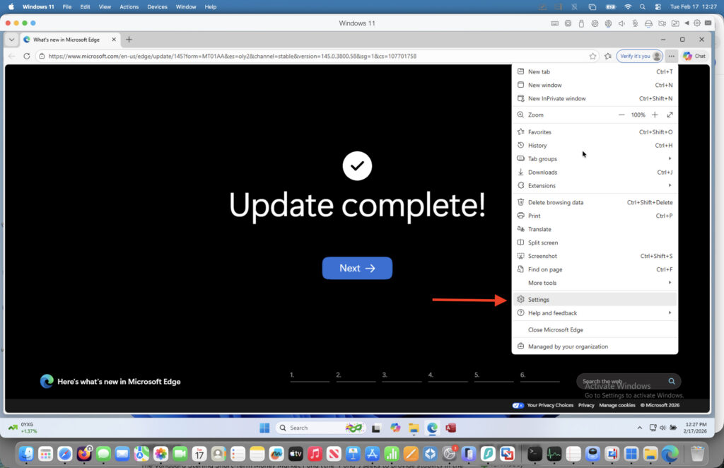 ie mode in microsoft edge on a mac - settings