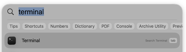 open terminal on mac with spotlight