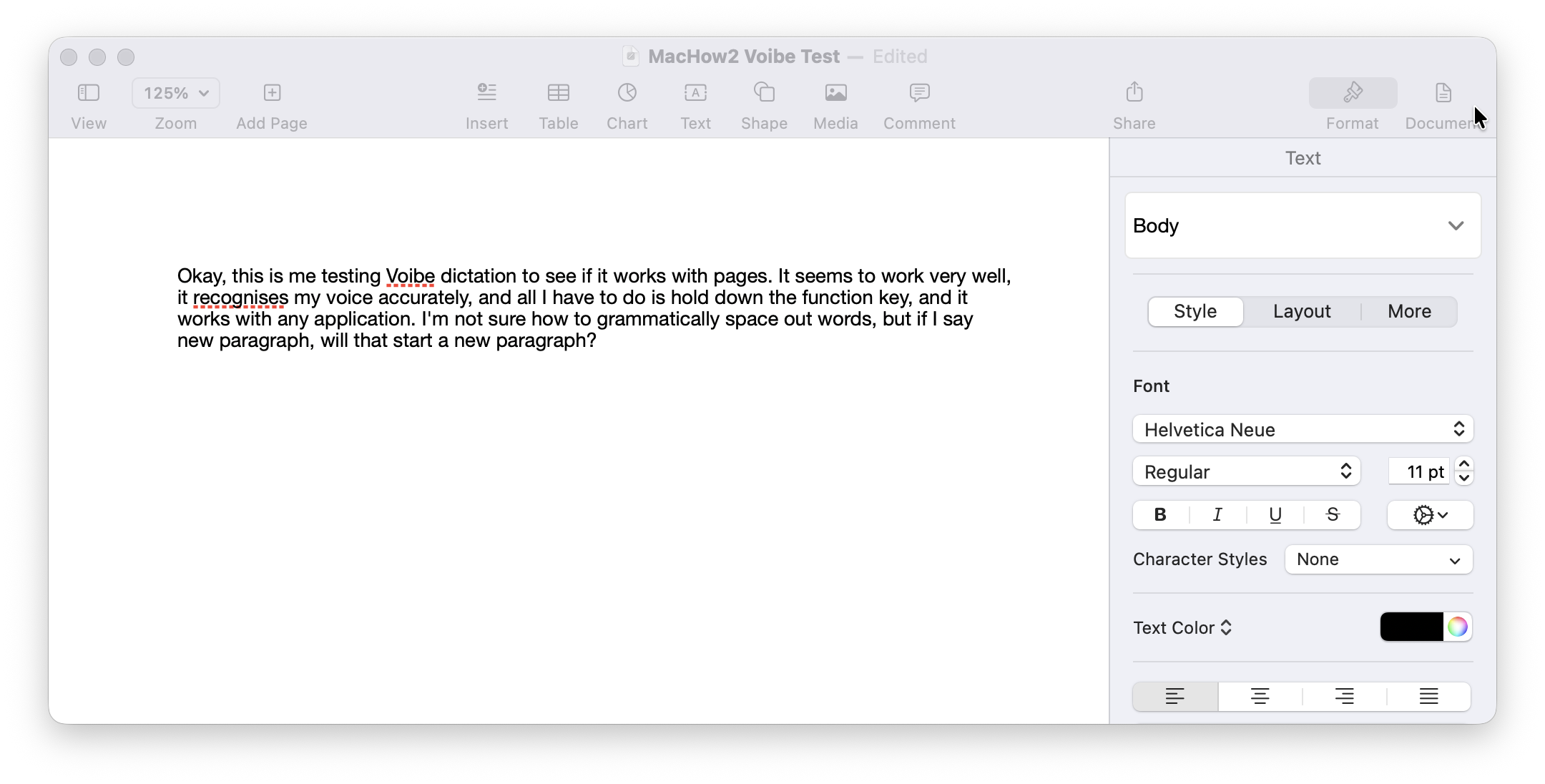 voibe dictation text on a mac in Notes