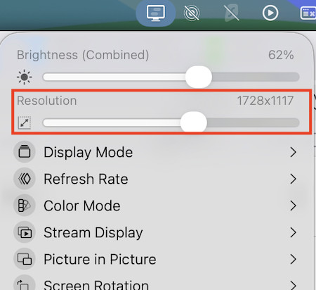 change resolution betterdisplaymac
