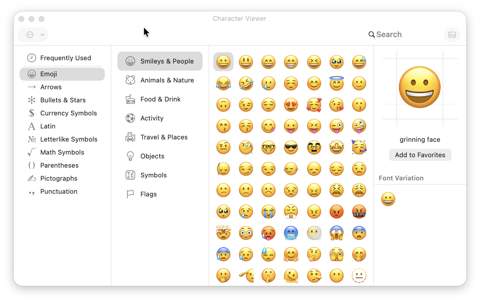 expanded emoji picker on mac