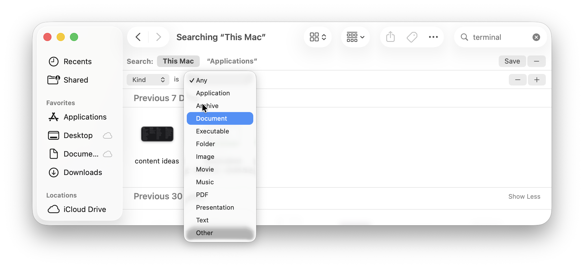 filter search in finder for mac