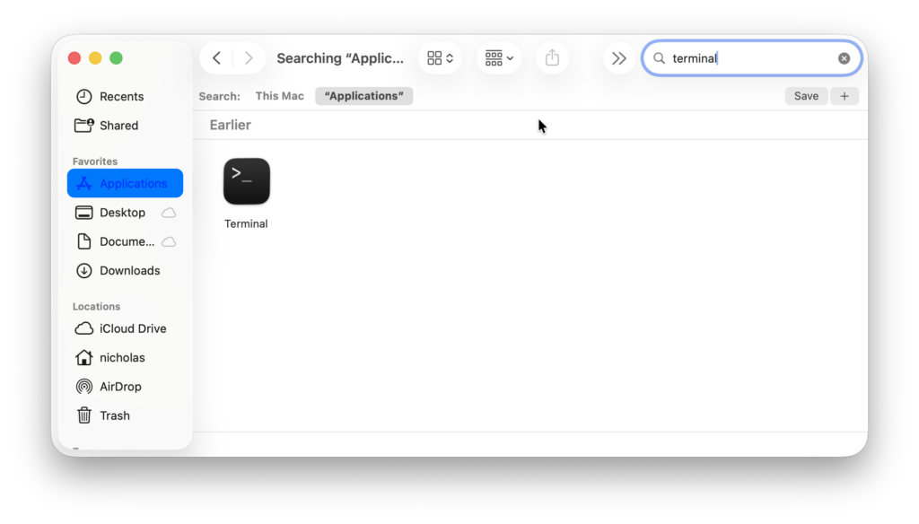 finder - how to find application on a mac