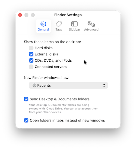 finder on mac settings