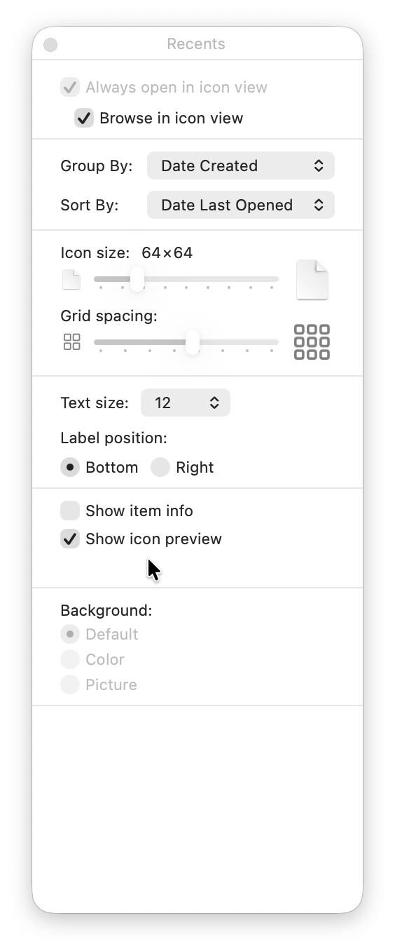finder view options on mac