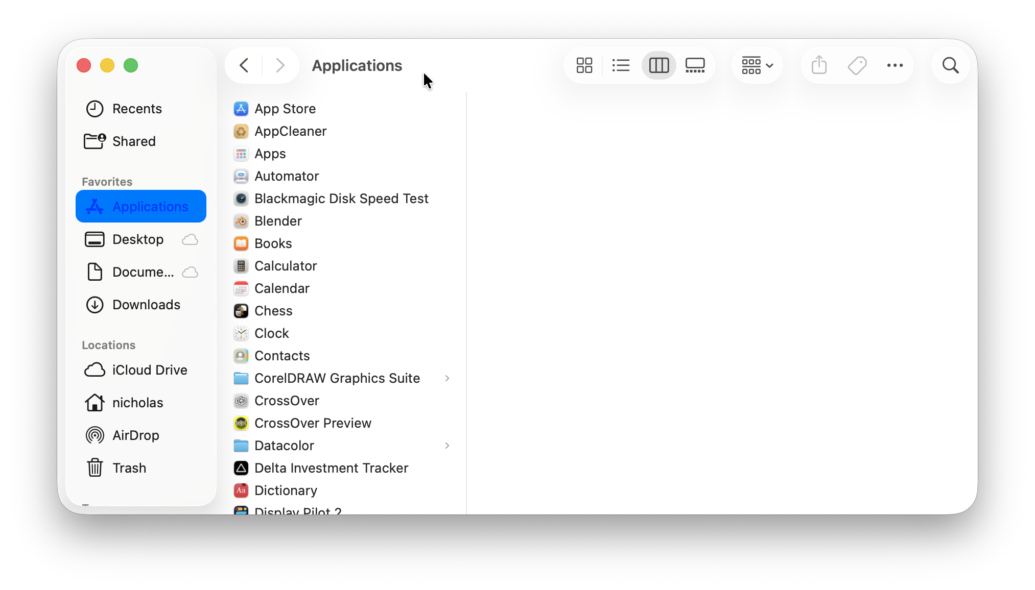 finder window mac - column view