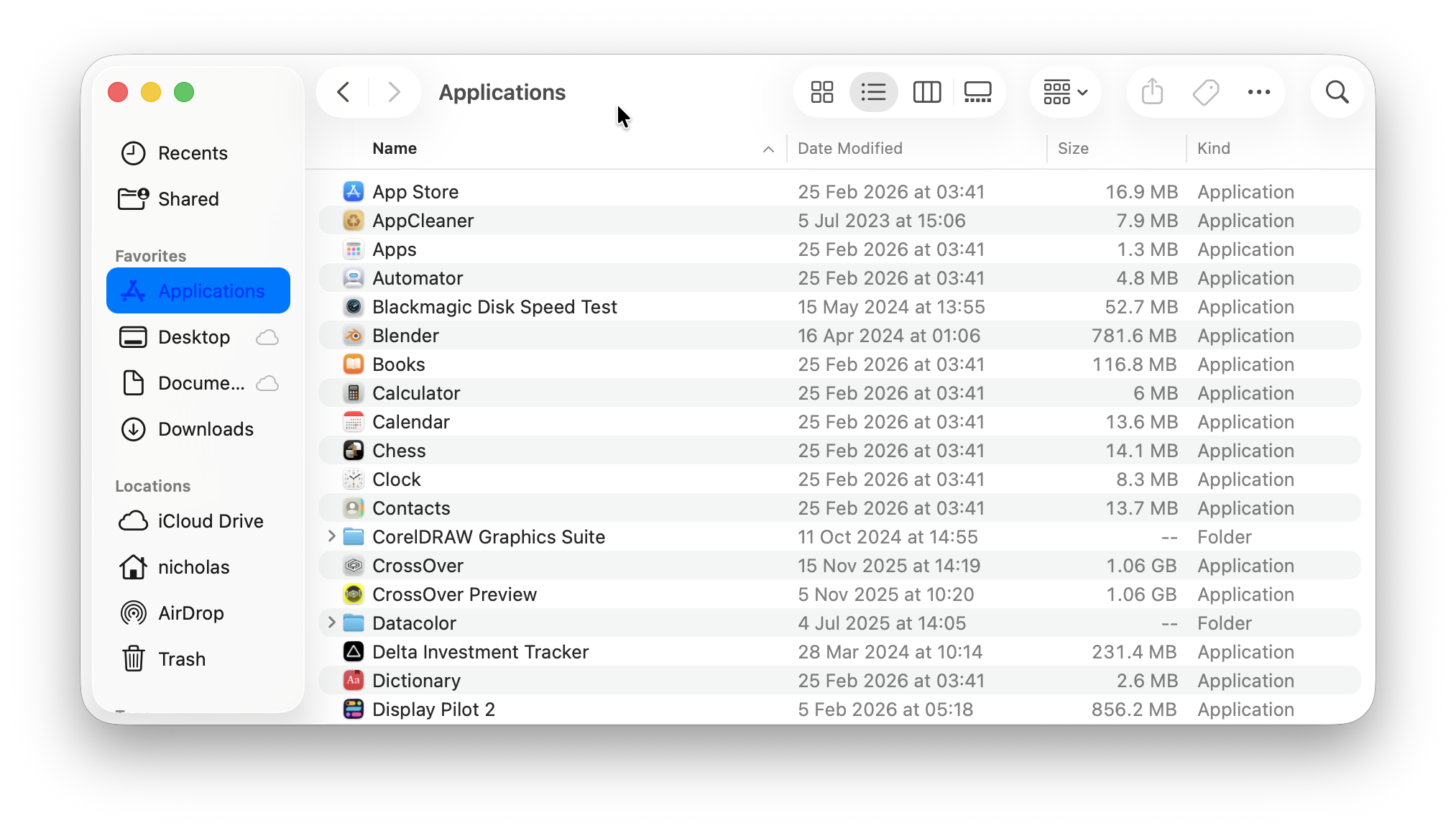 finder window mac - list view