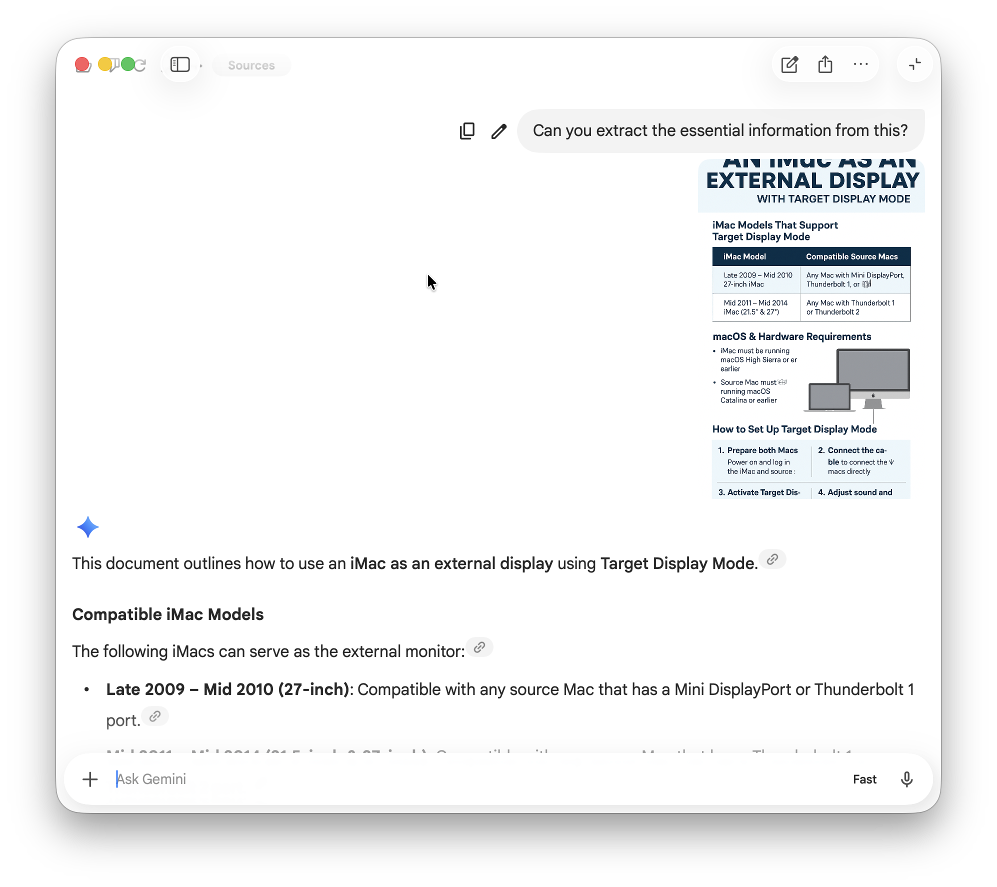 gemini for mac extract information