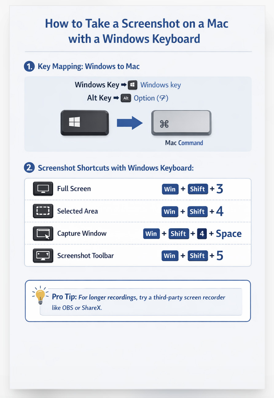 how to take a screenshot on a mac with a windows keyboard