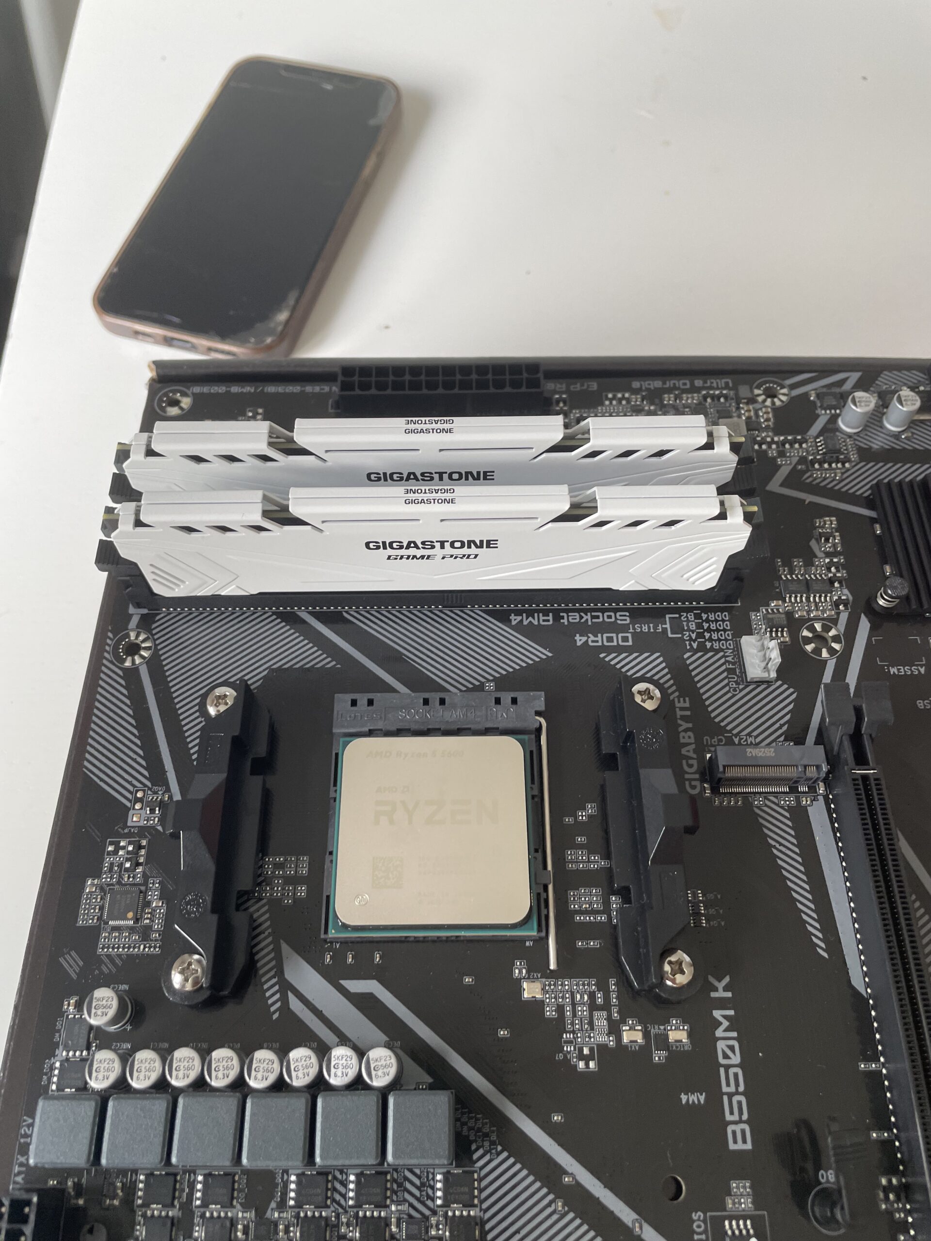 2 16 GB RAM stick inserted into motherboard