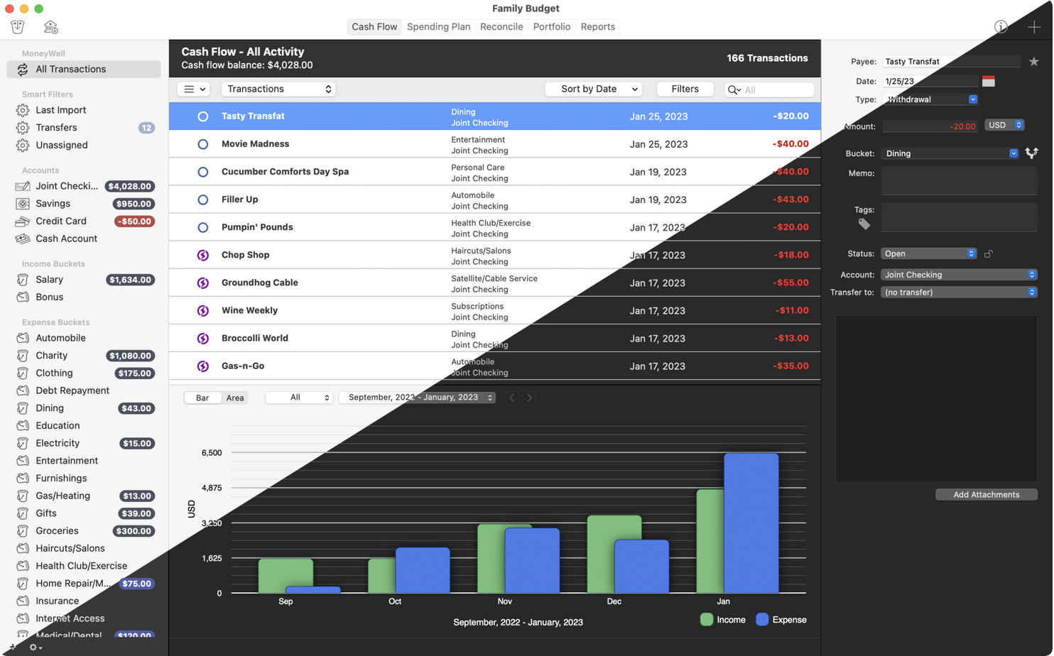 checkbook software for mac - moneywell for mac