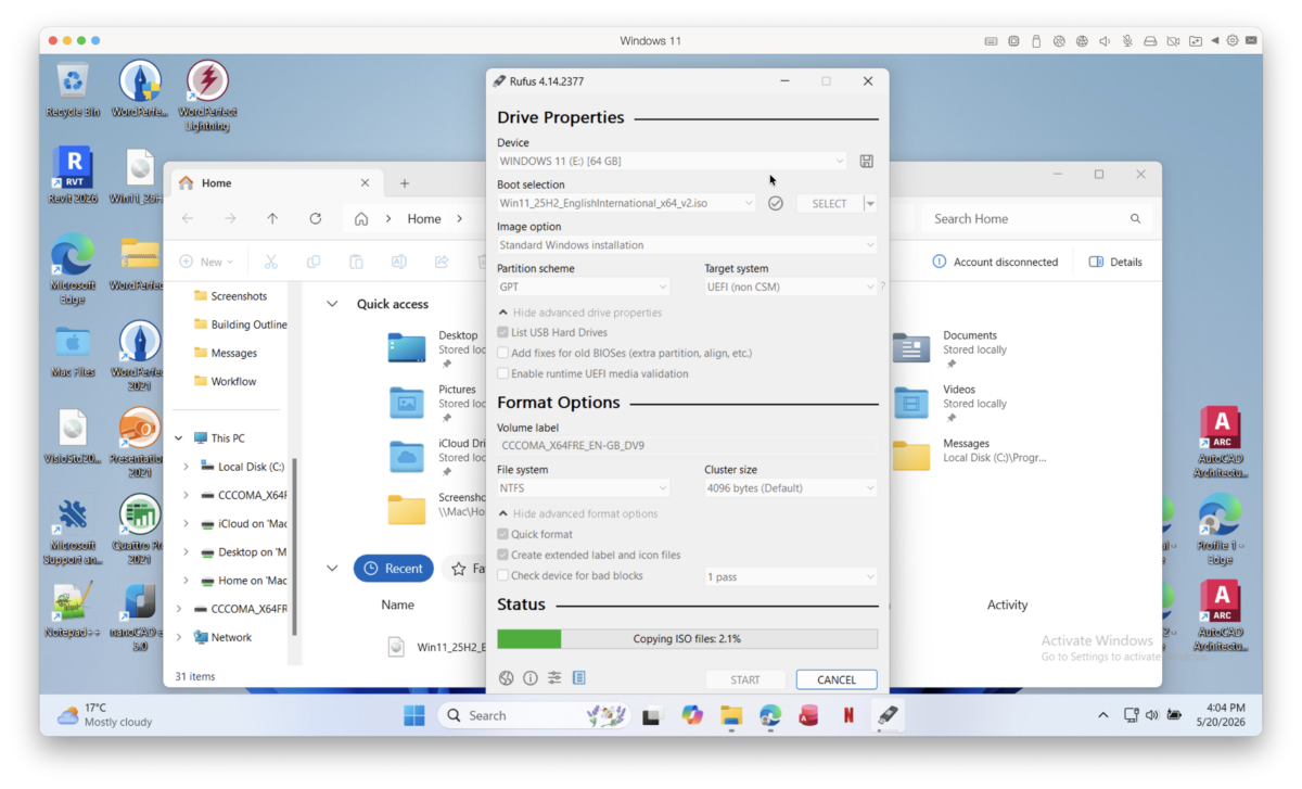 How To Create a Windows Boot Disk using Rufus on a Mac