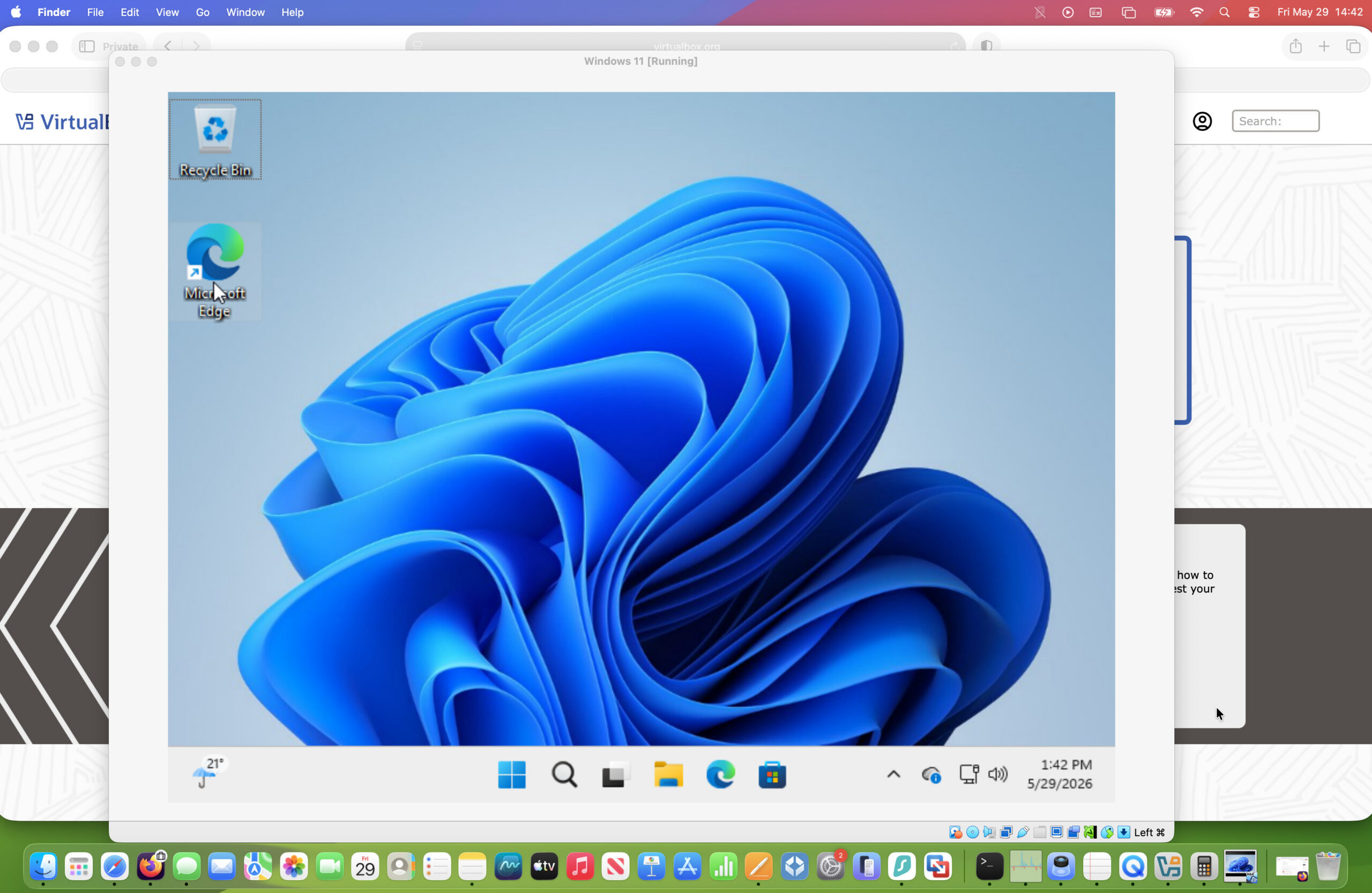 windows running in virtualbox on a mac