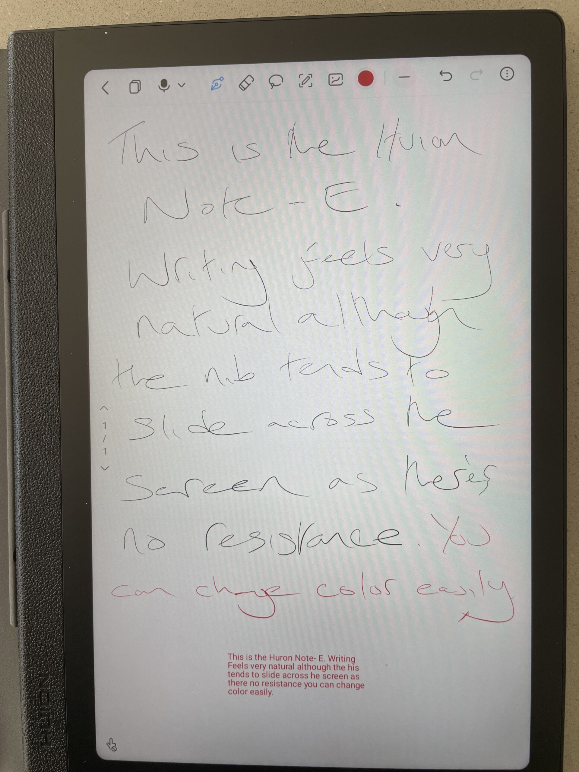 Huion Note E - writing sample